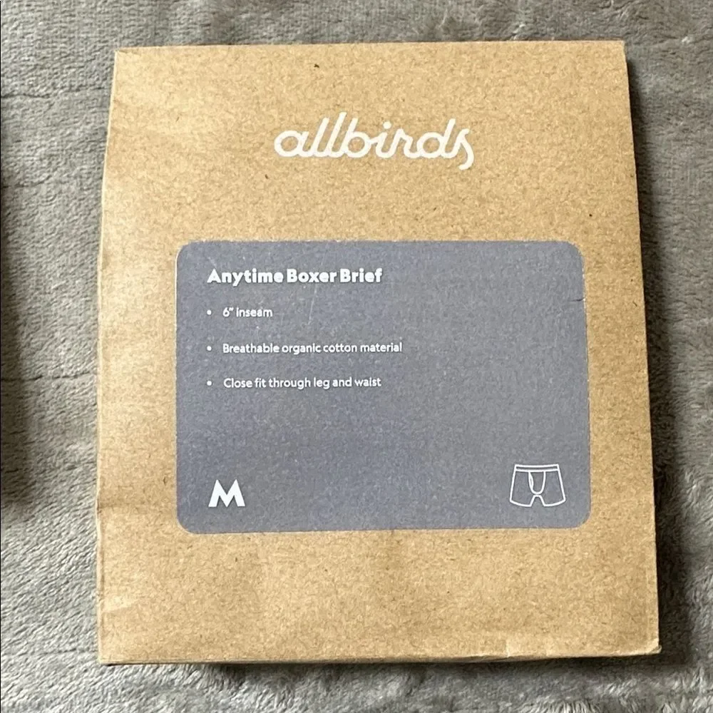 allbirds Gray Black Waistband Anytime Organic Cotton Boxer Brief 6” Inseam